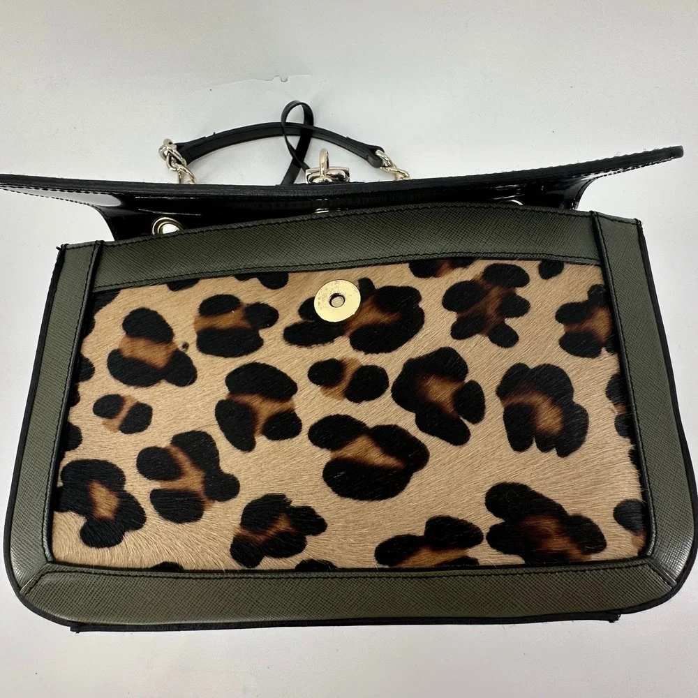 AB Asia Belluci Leopard Print‎ Faux Fur Italian Crossbody Bag Edgy Glam Evening